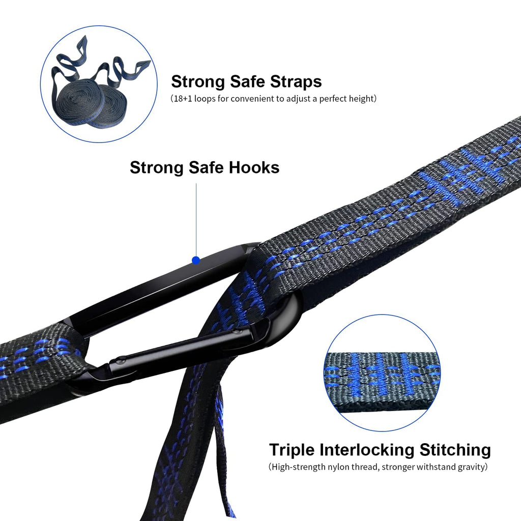 [Upgraded] Beastron Portable Single & Double Nylon Hammock With Two Tree Straps(Each 18+1 Loops) For Backpacking, Hiking, Travel