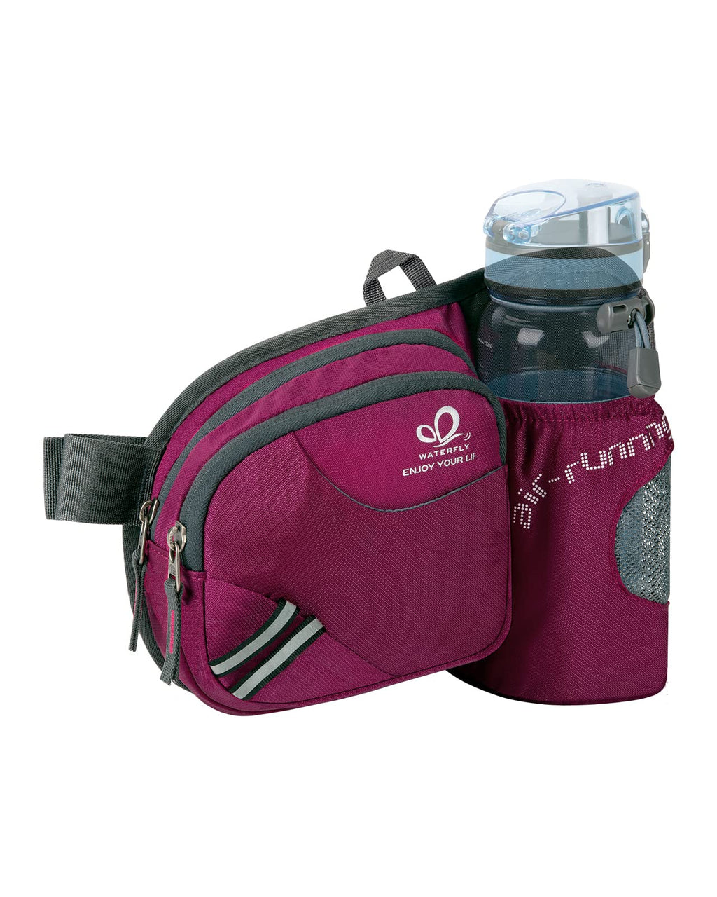 Waterfly Hiking Waist Bag Fanny Pack With Water Bottle Holder For Men Women Running & Dog Walking Fit All Phones (Bottle Not Inc