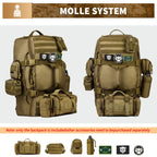 Huntvp 60L Tactical Military Backpack Gear Sport Outdoor Assault Pack Rucksack Bag For Hunting Camping Trekking Travel,Brown