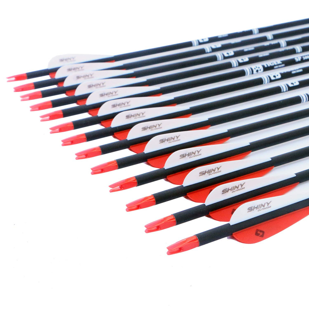 Tiger Archery 30Inch Carbon Arrow Practice Hunting Arrows With Removable Tips For Compound & Recurve Bow(Pack Of 12) (Red White)