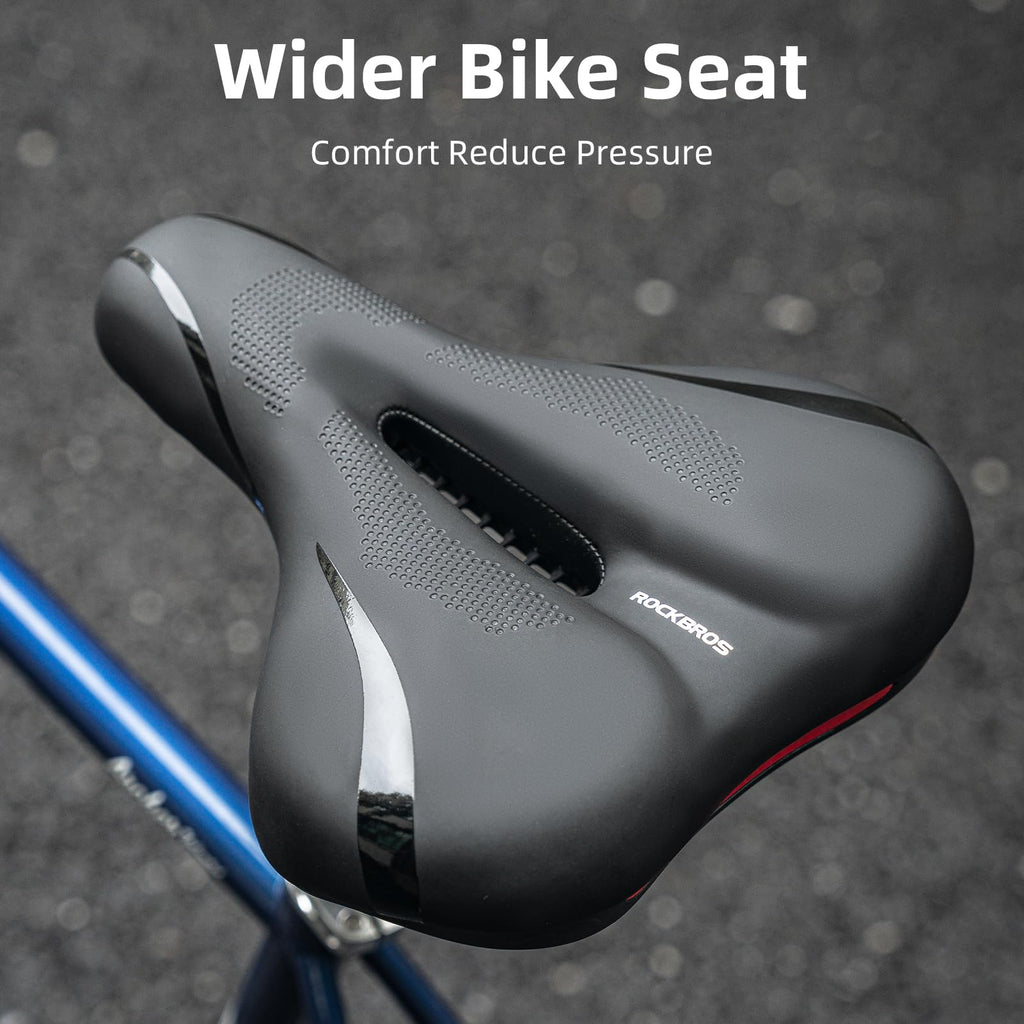 Rockbros Comfort Bike Seat - Universally Comfy Foam Bicycle Seat Fits Stationary, Mountain, And Cruiser Bike Saddles - Easy Asse
