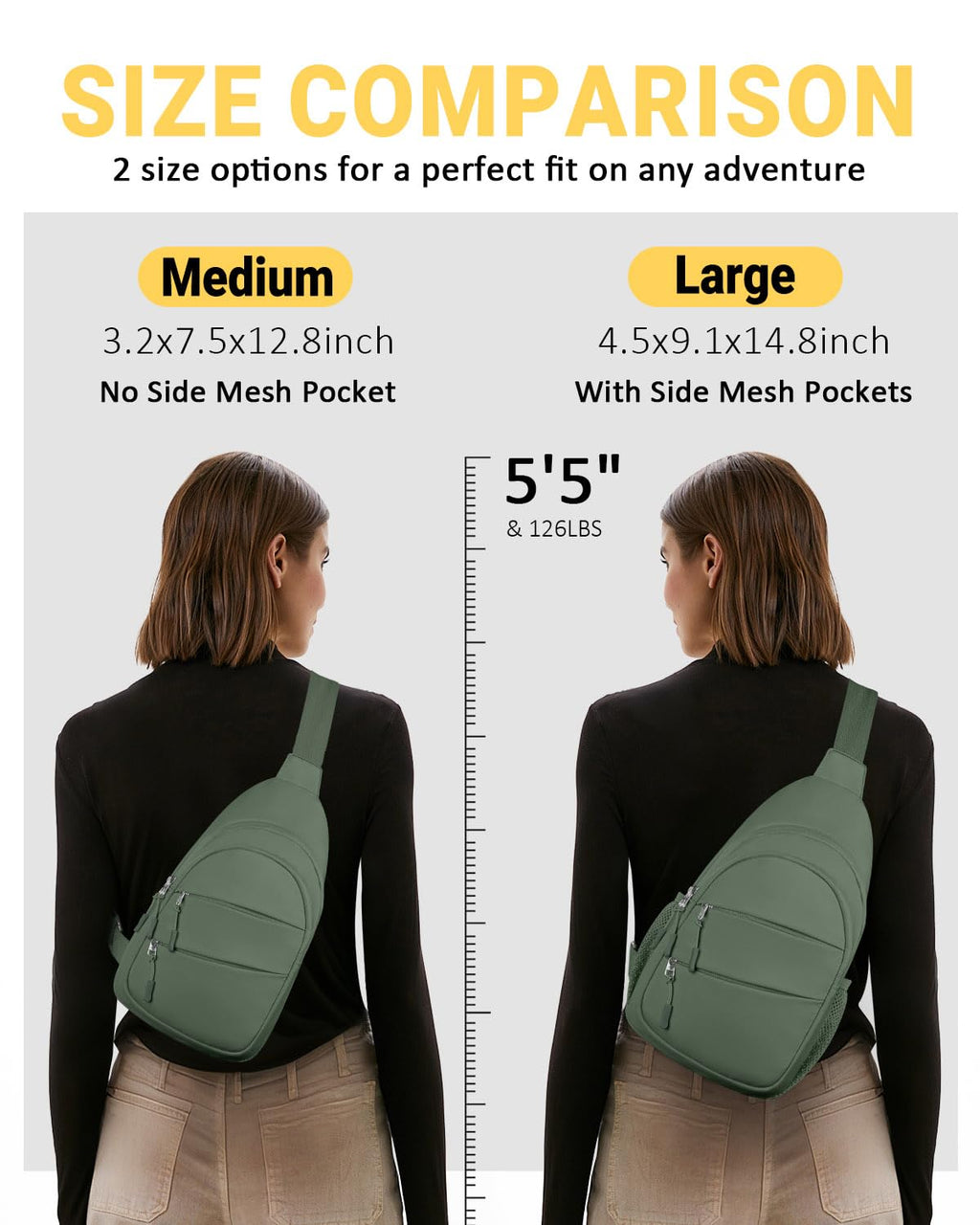 Tuwubi Crossbody Bags for Women, Sling Bag for Men, Small Hiking Backpack Anti Theft Lightweight for Outdoors Travel (M, Sage Gr