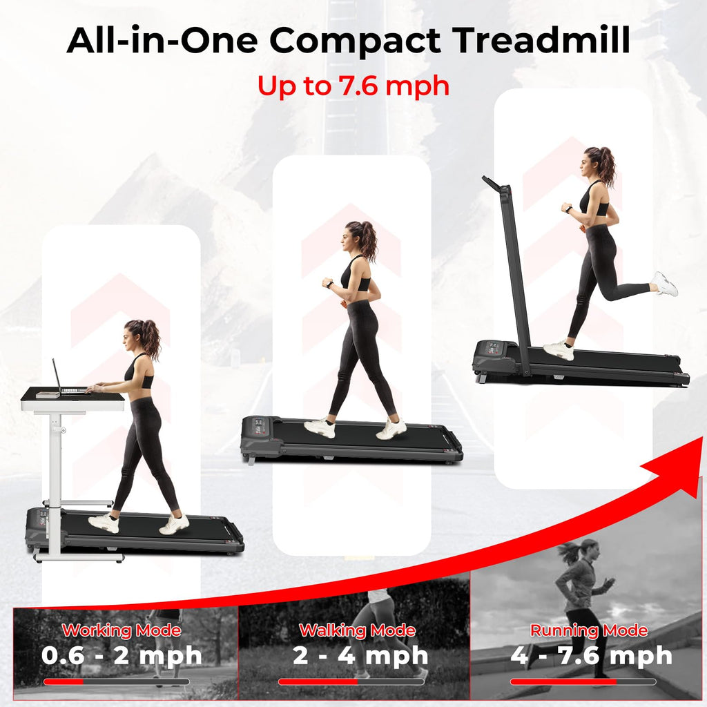 Subsun 2 In 1 Folding Treadmill, Walking Pad With Handle Bar, Under Desk Treadmill With 265 Lbs Capacity For Office, Remote Cont