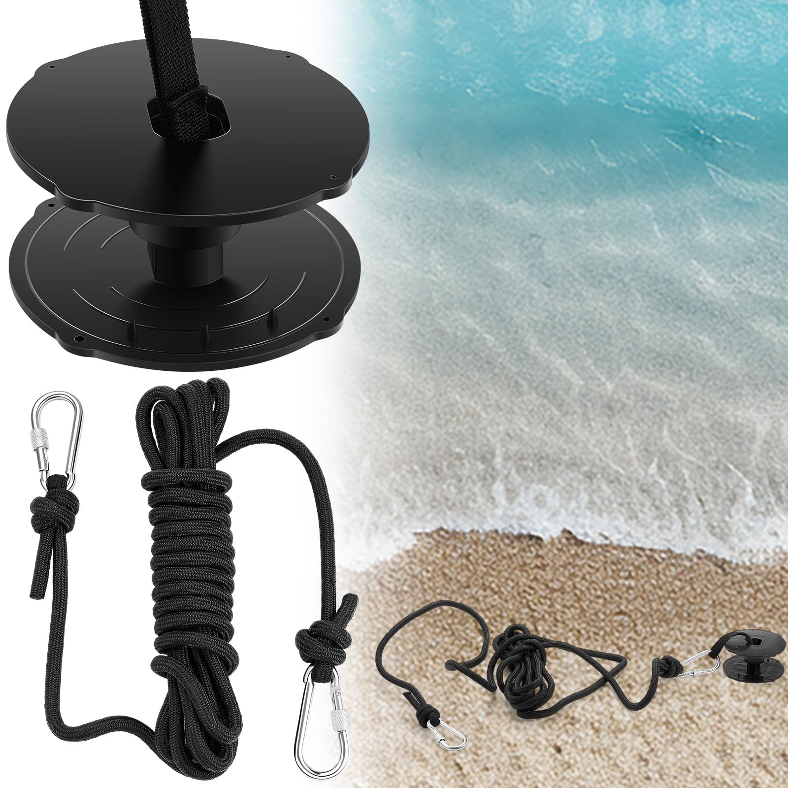 SATINIOR 2 Pcs Foam Floating Mat Tether Kits, Includes 1 Galvanized Grommet and 1 Pcs 16. 4' Cord, Foam Lake Mat Cord Secure Moo