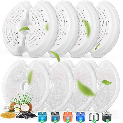 Cat Water Fountain Filters For 84Oz25L Stainless Steel Pet Fountain And 67Oz20L Plastic Cat Drinking Fountain, 8 Pack Pet Replac
