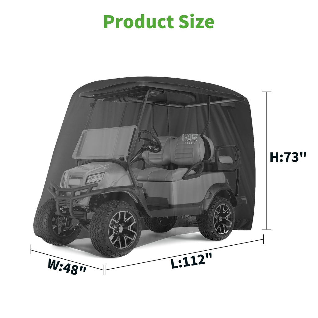 10L0L Universal 2-4 Passenger Golf Cart Cover For Ezgo, Club Car And Yamaha, Waterproof Sunproof And Durable, Black