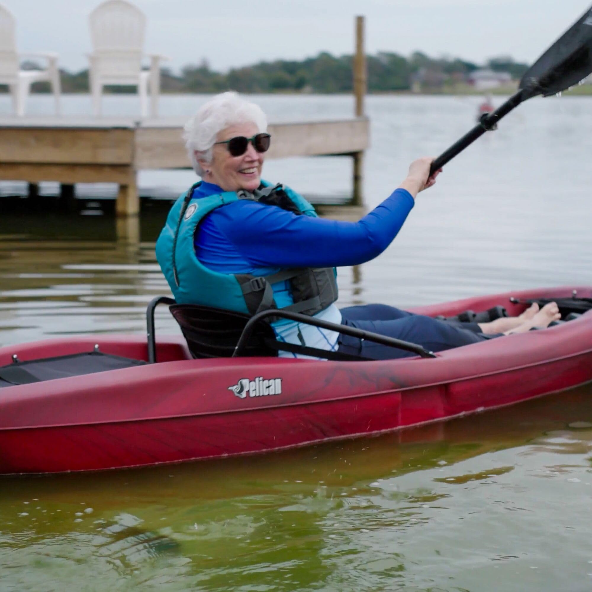 Pelican Seek 100X - Recreational Sit on top Kayak - Garnet - Lightweight Smart Design - Adjustable Ergoform Seating System - 10