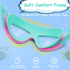 Vvinca Kids Swim Goggles, Wide View Anti-Fog Quick Adjustable Strap Swim Mask With Ear Clip Nose Clip For Children Swimming Less