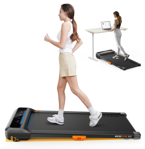 Acezoe Walking Pad Treadmill With Incline, Under Desk Treadmills For Home Office, 10% Manual Incline Portable Treadmill With Rem