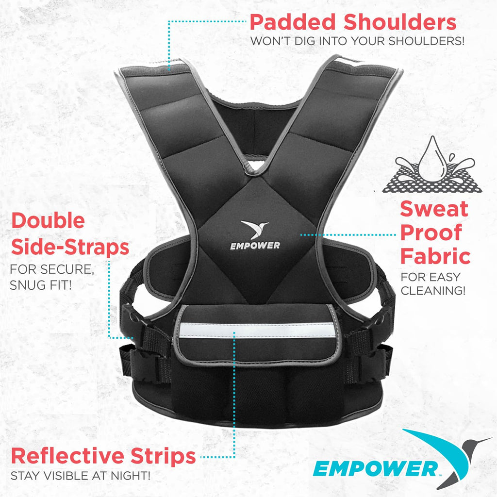 Empower Weighted Vest For Women - Workout Vest - Fixed 8Lbs Or Adjustable 10-12-14-16Lbs - Adds Resistance To Strength Training,