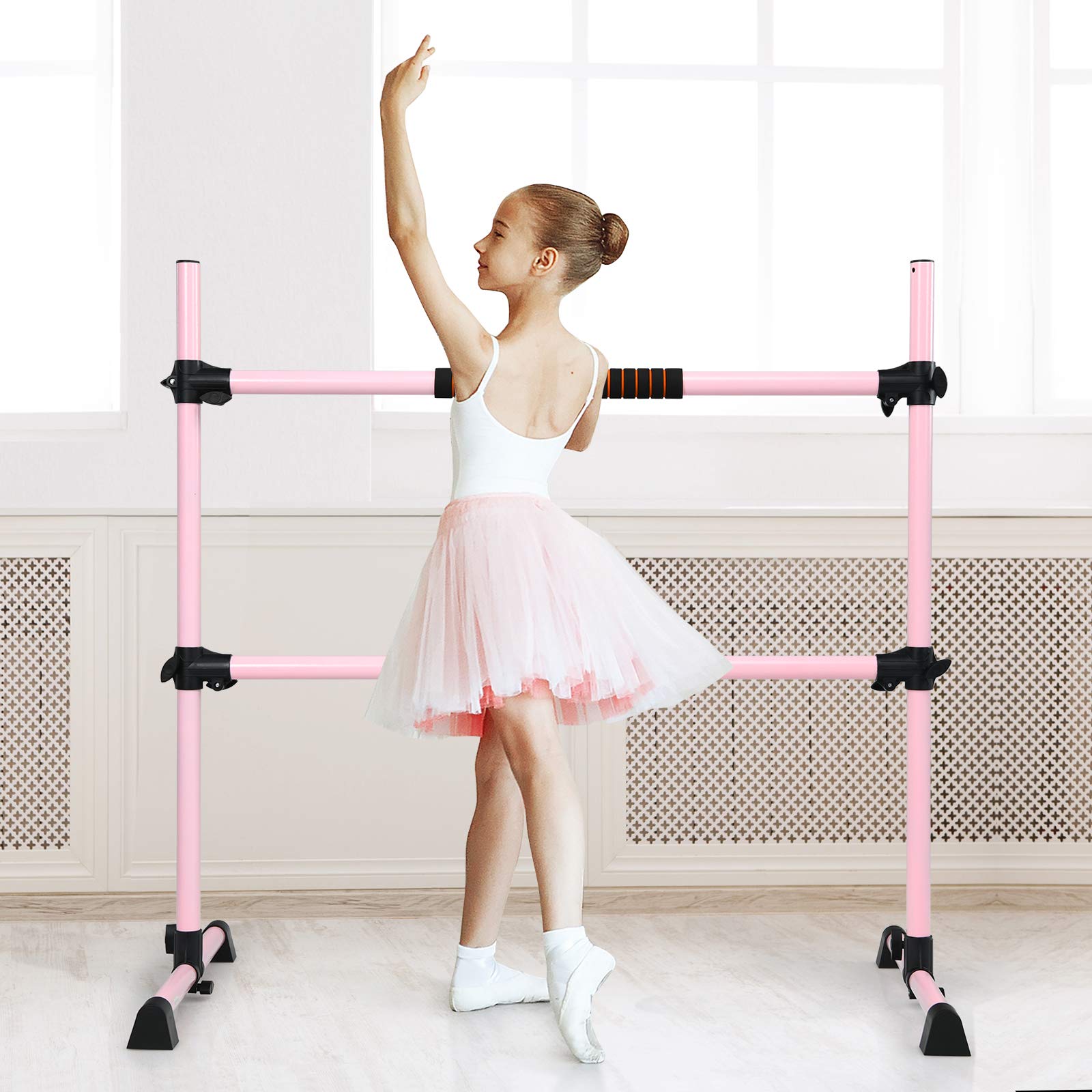 Goflame Ballet Barre Portable Double, 4Ft Freestanding Ballet Barre Adjustable, Heavy Duty Dancing Stretching Ballet Bar For Hom