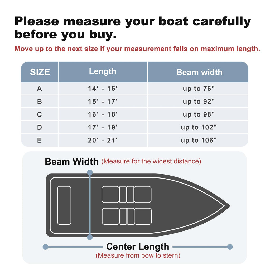 Explore Land 900D Trailerable Waterproof Boat Cover Fits 17'-19'Long Beam Width Up To 102 V-Hull Tri-Hull Runabout Fishing Ski P