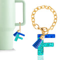 Letter Charm Accessories for Stanley Cup 1 PCS Cute Initial Keychain Handle Charm for Stanley Tumbler for Women Blue Letter F