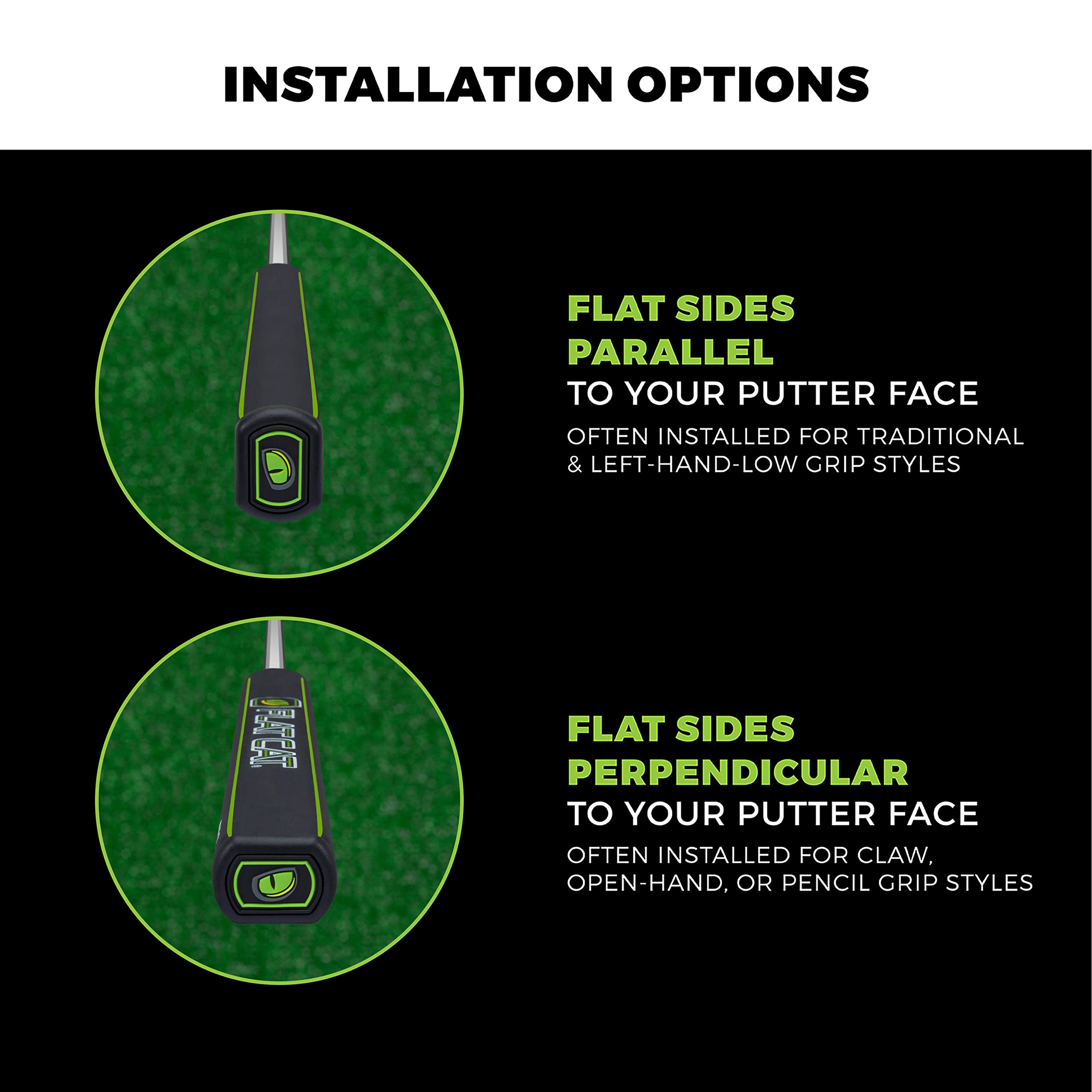 Flat Cat Tak Putter Grip Standard 8727, Slightly Oversized Rubber Non-Tapered Golf Grip, Flat Sides Put The Feeling Of A Square