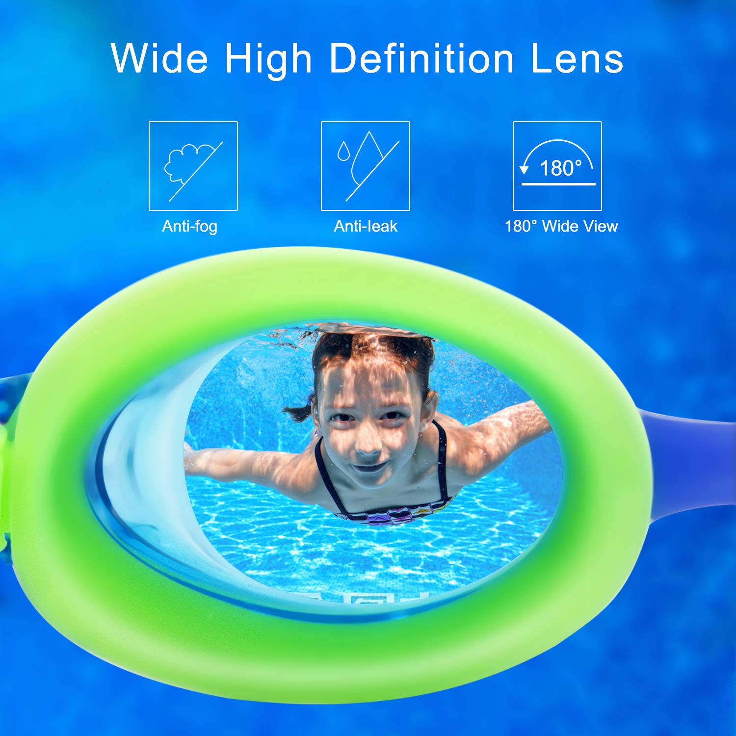 Vetoky Kids Swim Goggles, Pack Of 2 Anti Fog Swimming Goggles Uv Protection Clear No Leaking For Child And Youth Ages 3-12 Blue+