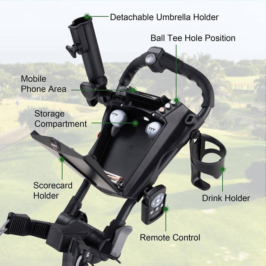Kvv Electric Golf Push Cart With Remote Control, Smallest Folding Size, Suitable For All Terrains, Lightweight And Super Compact