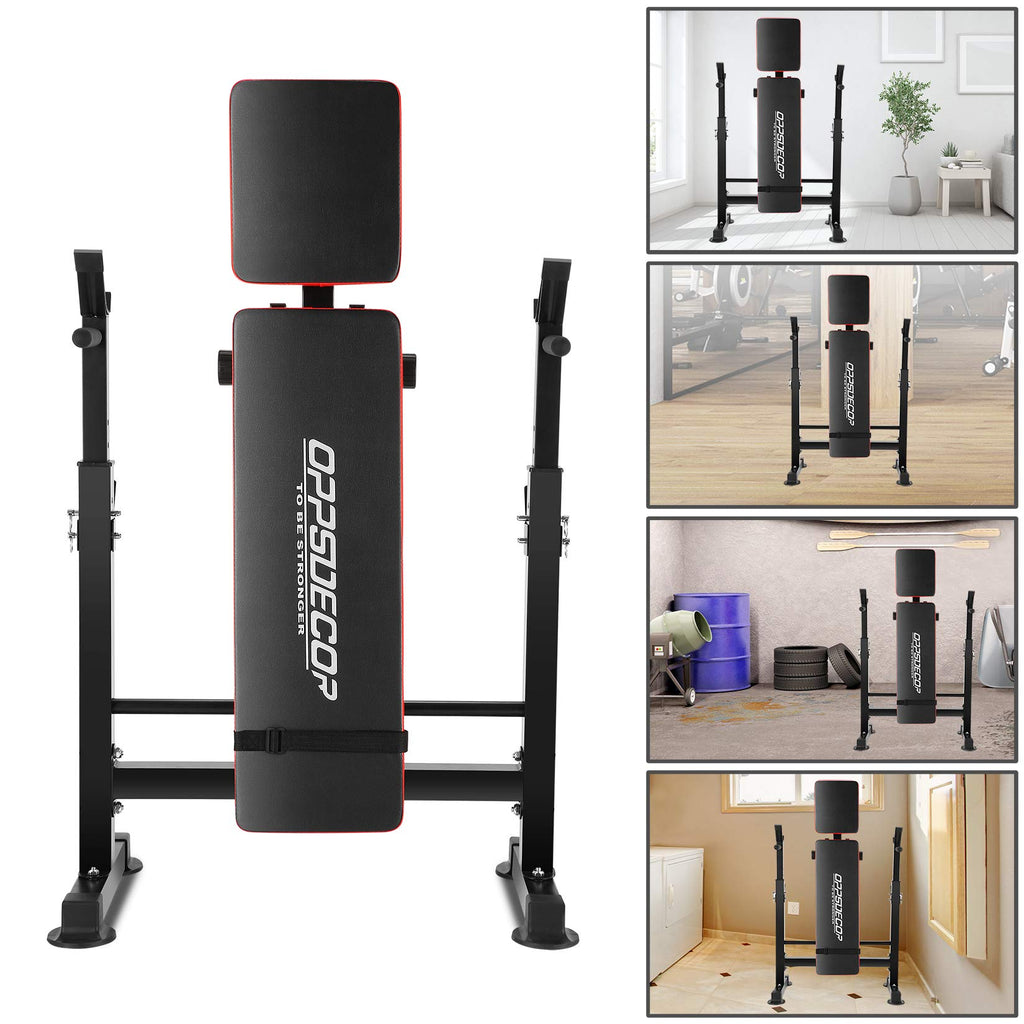Oppsdecor 6 In 1 600Lbs Weight Bench Set With Squat Rack, Bench Press Set With Barbell Rack, Adjustable Incline Strength Trainin