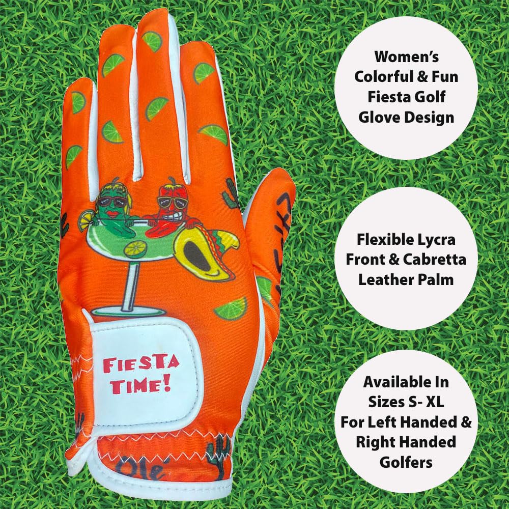 Giggle Golf Women'S Golf Glove (Large, Worn On Right Hand, Fiesta (New))