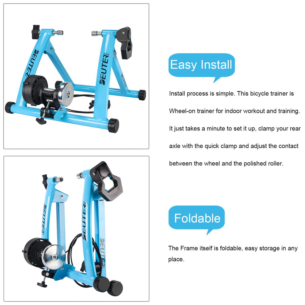 Bike Trainer, Magnetic Bicycle Stationary Stand For Indoor Exercise Riding, 26-29'' & 700C Wheels, Quick Release Skewer & Front