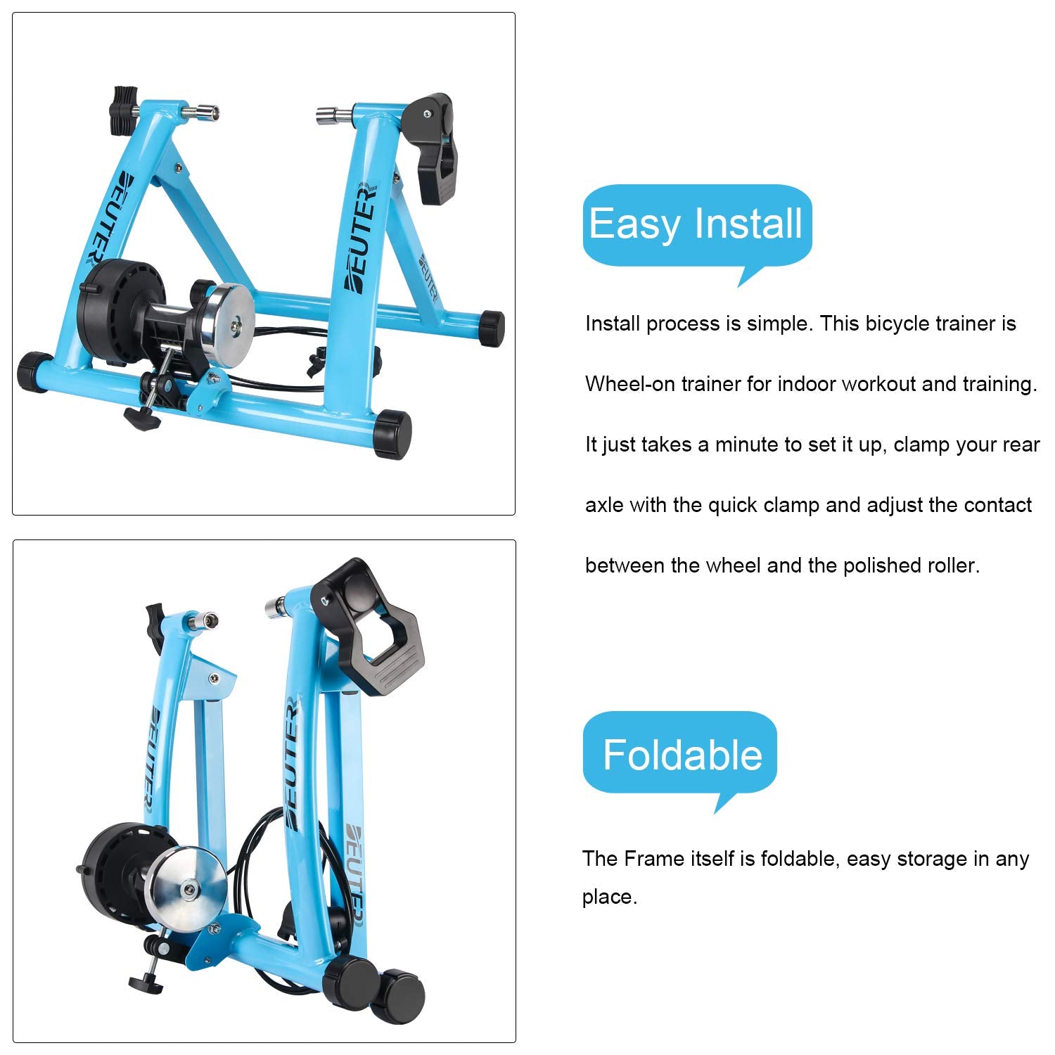 Bike Trainer, Magnetic Bicycle Stationary Stand For Indoor Exercise Riding, 26-29'' & 700C Wheels, Quick Release Skewer & Front