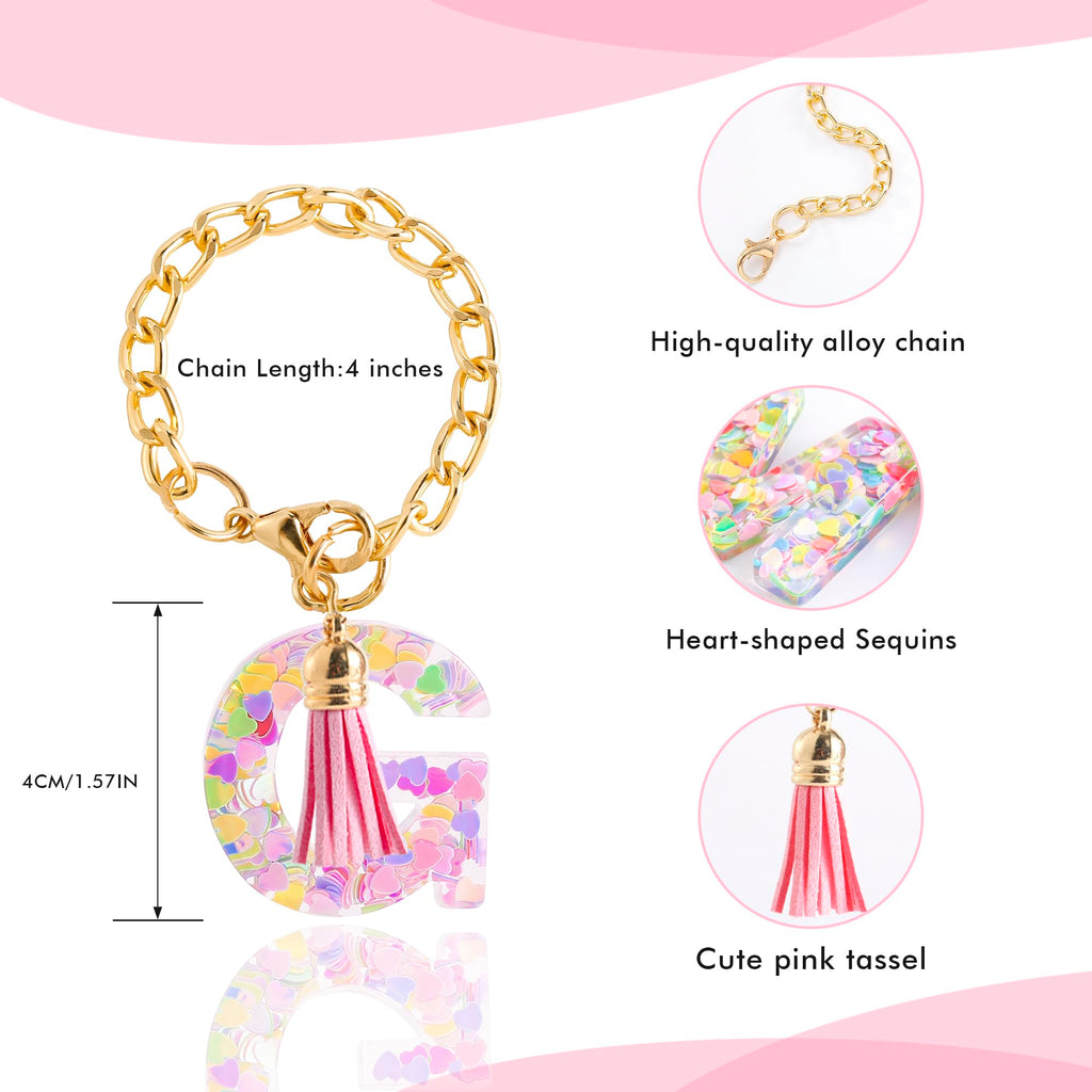 Letter Charm Accessories for Stanley Cup 1 PCS Cute Initial Keychain Handle Charm for Stanley Tumbler for Women Pink Letter G