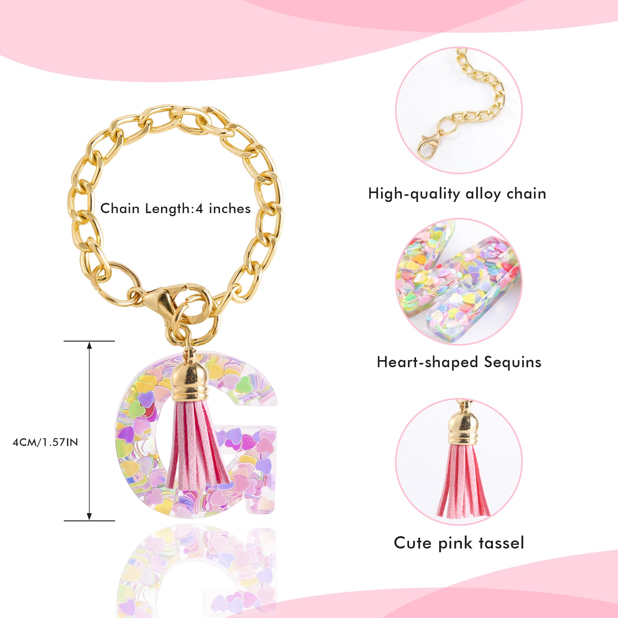 Letter Charm Accessories for Stanley Cup 1 PCS Cute Initial Keychain Handle Charm for Stanley Tumbler for Women Pink Letter G