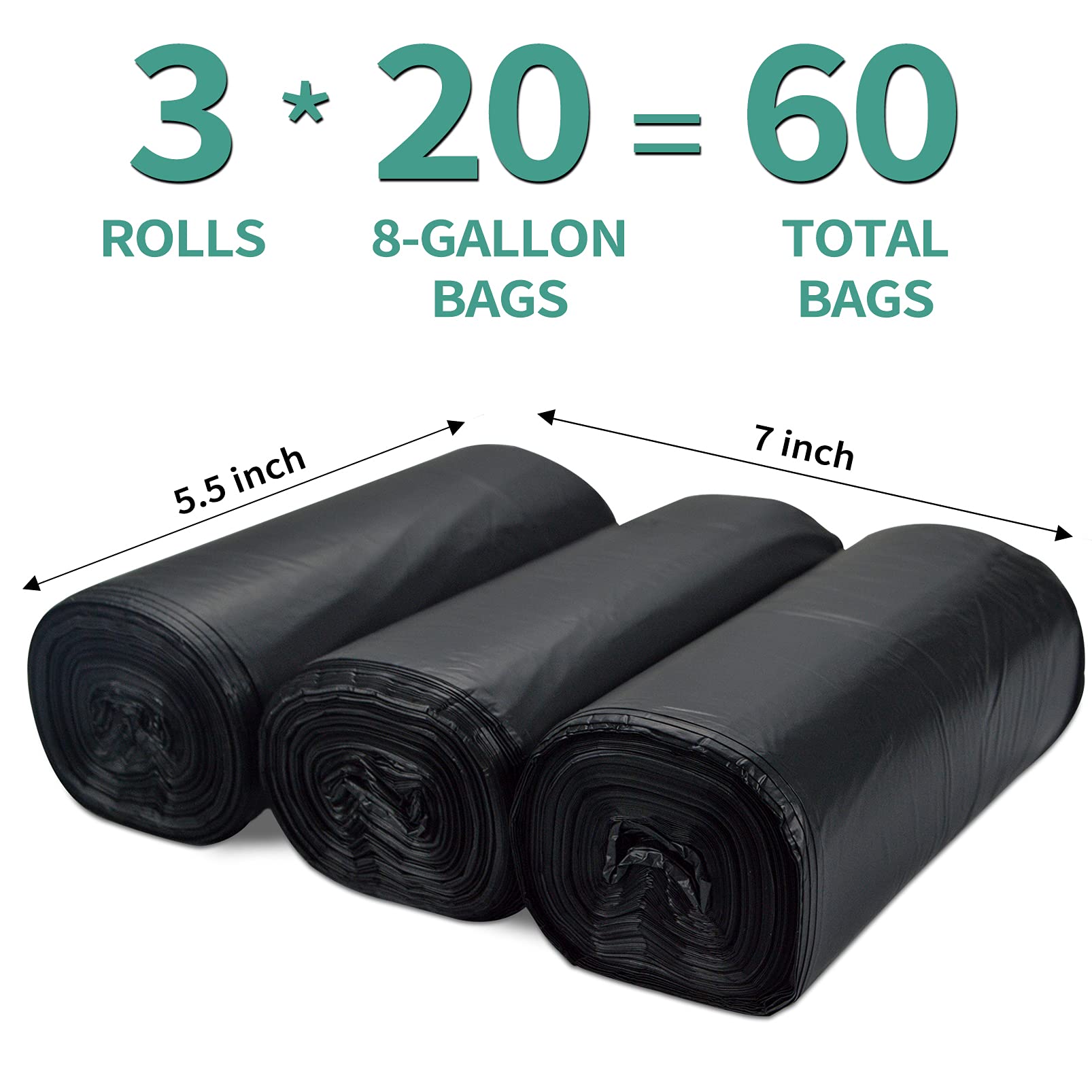 Sailortenx 60 Portable Toilet Bags 100% Compostable 8 Gallon Camping Toilet Bags Use With 5 Gallon Bucket Toilet Waste Bags, Dis