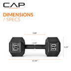Cap Barbell Cast Iron Hex Dumbbell, Black, Single, 30 Lb