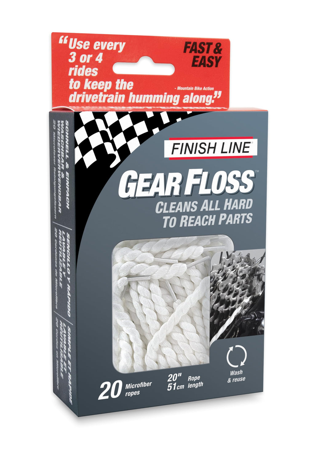 Finish Line Gear Floss Microfiber Cleaning Rope (Pack Of 20 Microfiber Ropes)