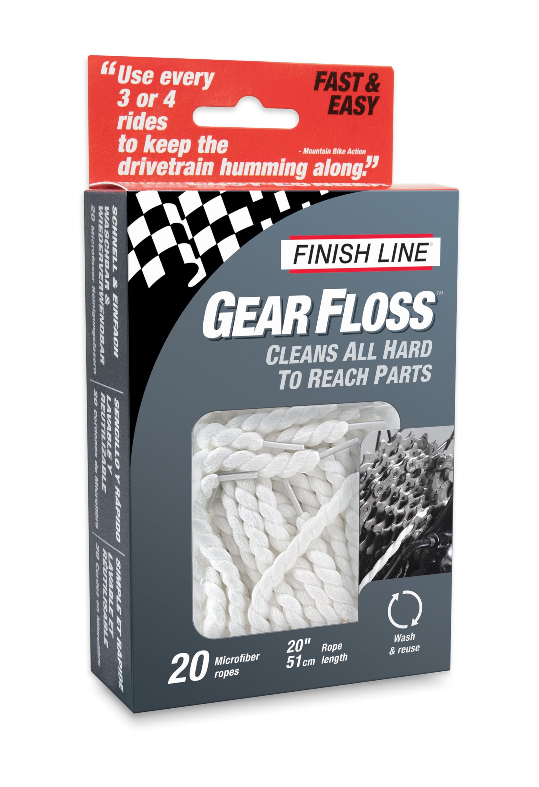 Finish Line Gear Floss Microfiber Cleaning Rope (Pack Of 20 Microfiber Ropes)