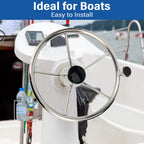 Amarine Made 5-Spoke 13-1/2 Inch Destroyer Style Stainless Boat Steering Wheel With M Size Knob - 9310Srf1