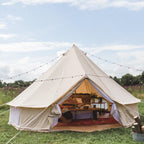 Dream House Outdoor Waterproof Cotton Canvas Family Camping Bell Tent (Beige Cotton Canvas Tent, Diameter 5 Meter)