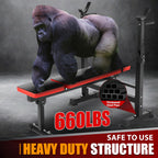 Oppsdecor 6 In 1 600Lbs Weight Bench Set With Squat Rack, Bench Press Set With Barbell Rack, Adjustable Incline Strength Trainin