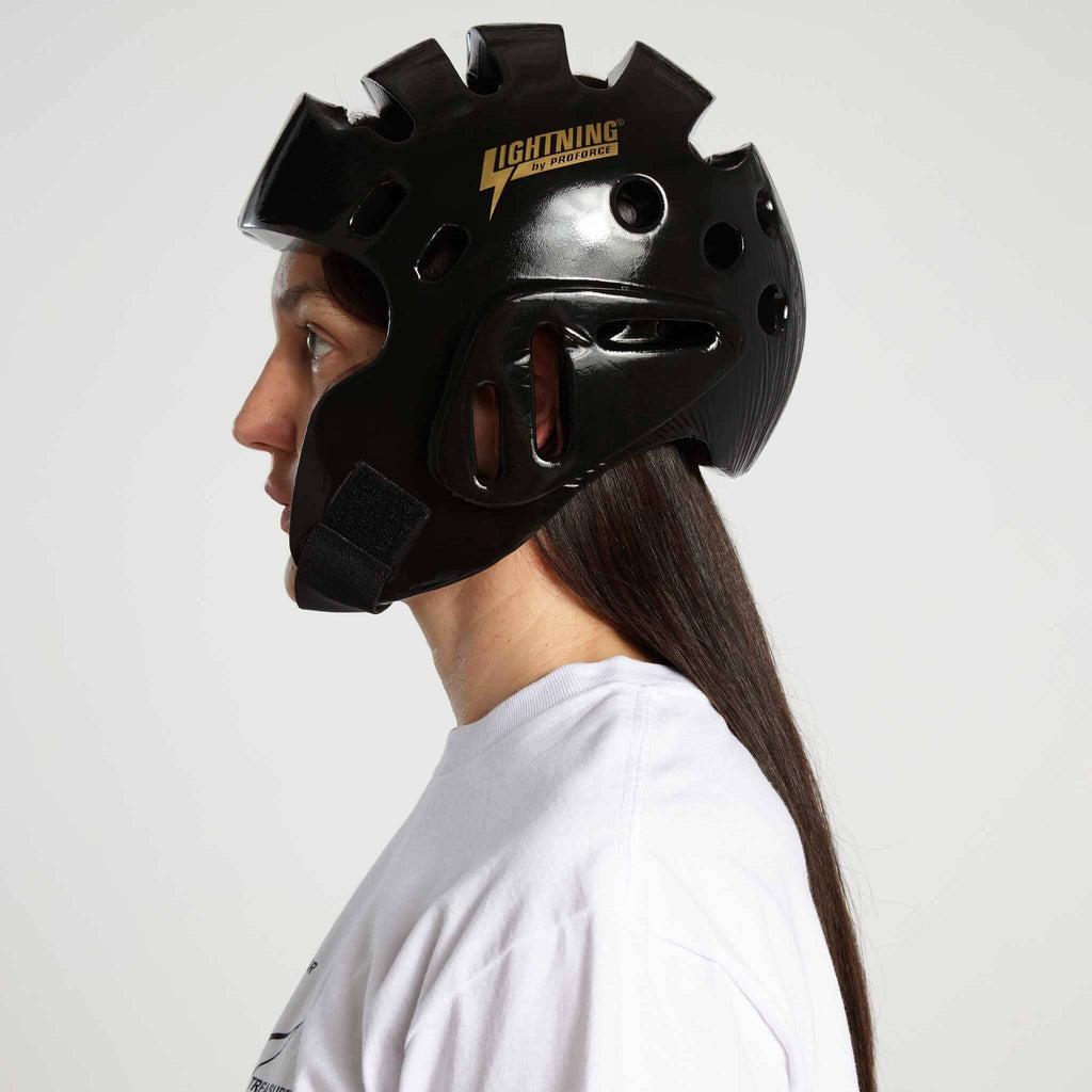 Proforce Lightning Karate/Martial Arts Sparring Headgear (Black, Medium (Head Circ: 21-22'')