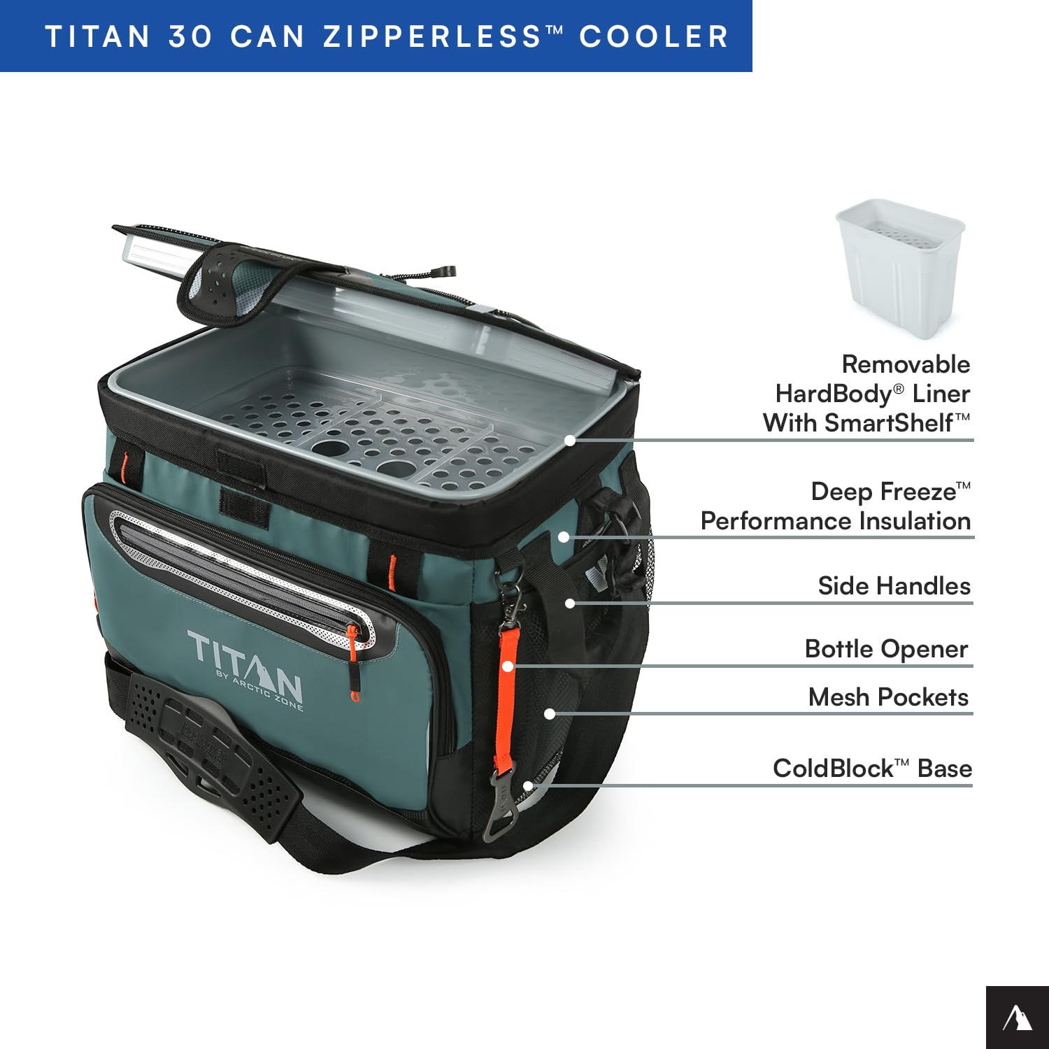 Titan by Arctic Zone 30 Can Zipperless Soft Cooler with HardBody Liner, Jungle Hunt