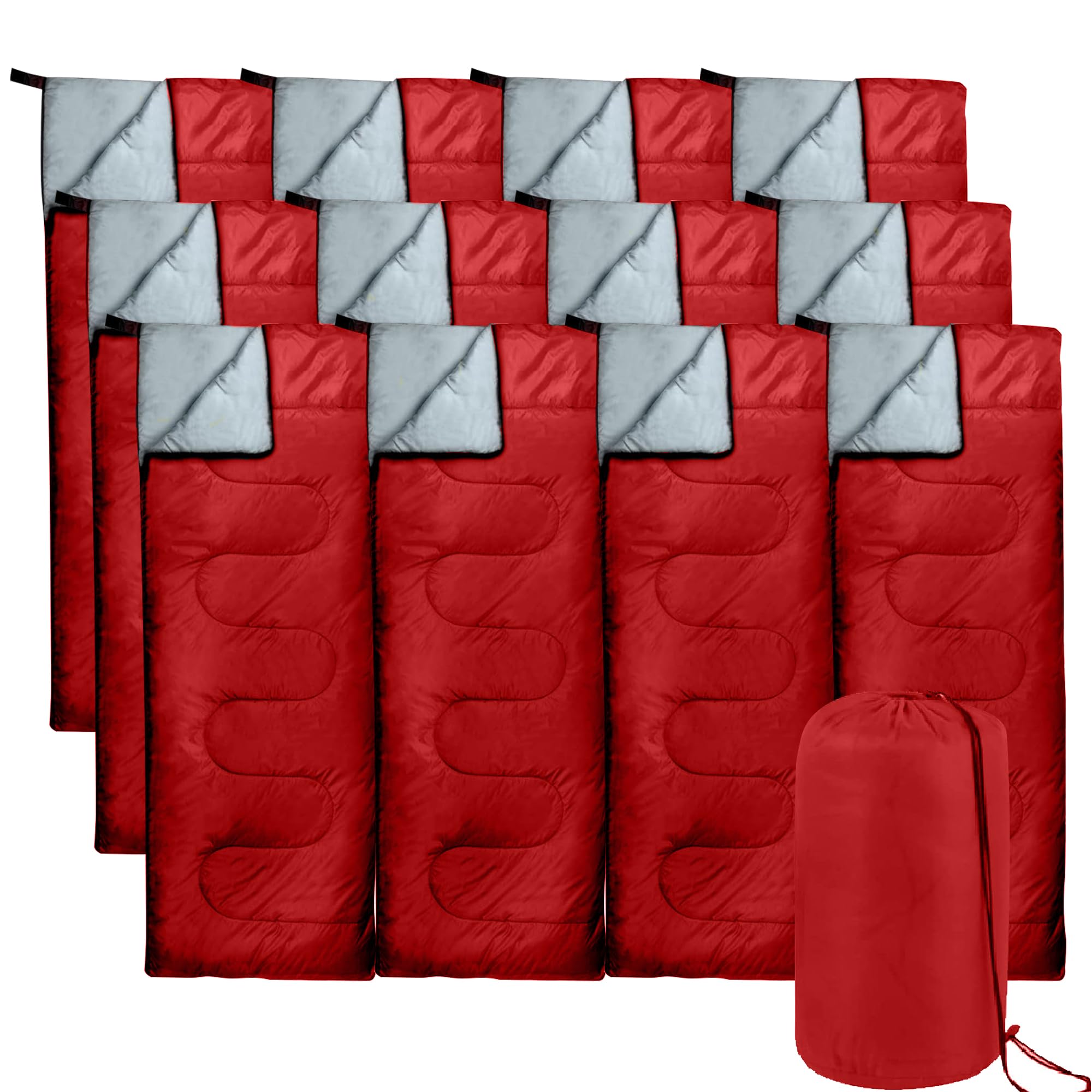 Bulk 10 Pack Envelope Sleeping Bags - 4 Seasons Warm or Cold Lightweight for Adults, Indoor Outdoor, Backpacking, Camping