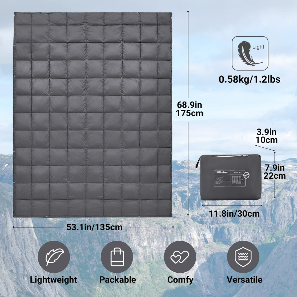 Kingcamp Camping Blanket Lightweight, Multifunctional Warm Puffy Outdoor Blanket With Snap Button, Water Repellent, Packable, Fo