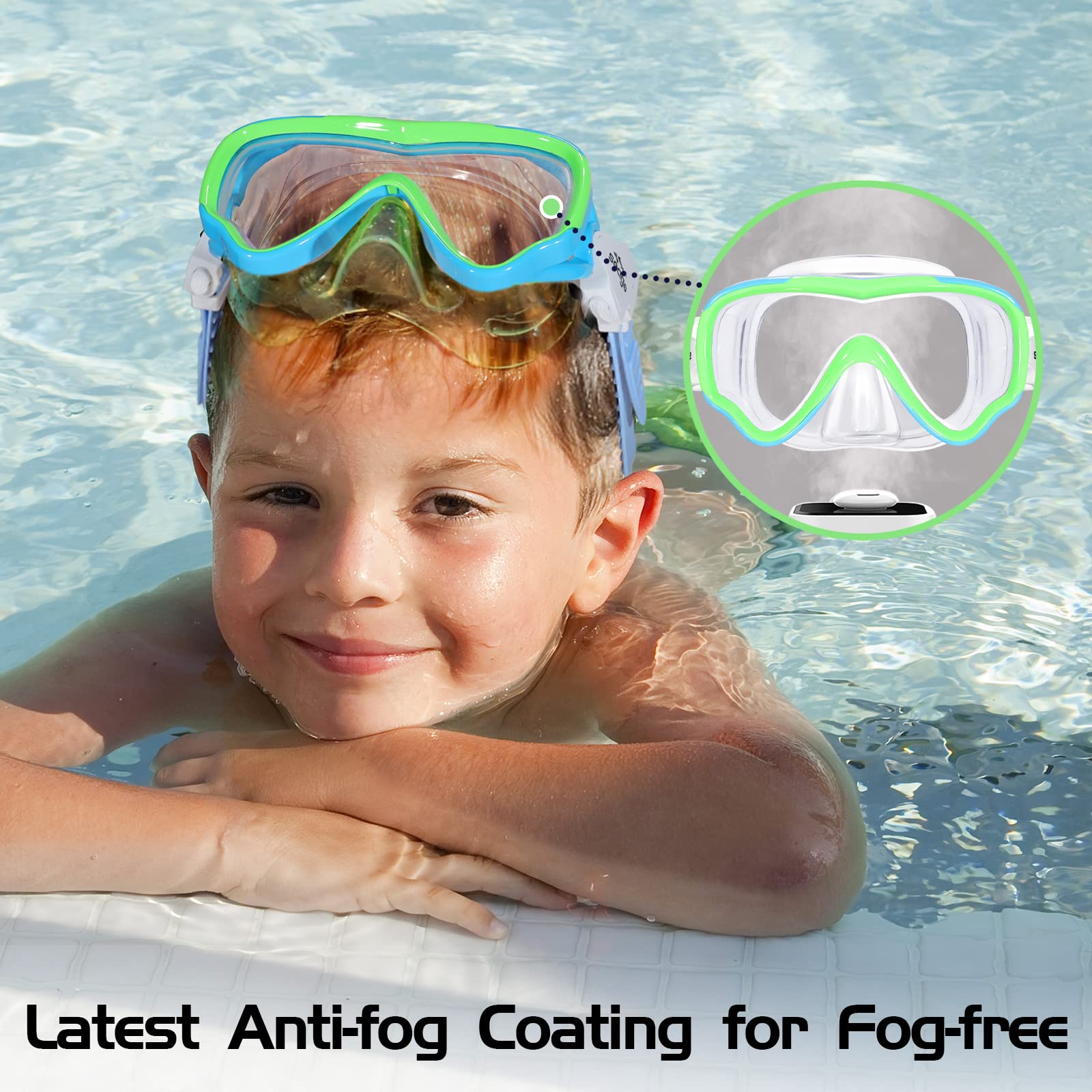 Seago Kids Swim Goggles Swimming Goggles For Kids Boys Girls Toddlers Youth 5-15 Anti-Fog 180 Clear Goggles No Leak Pool Underwa