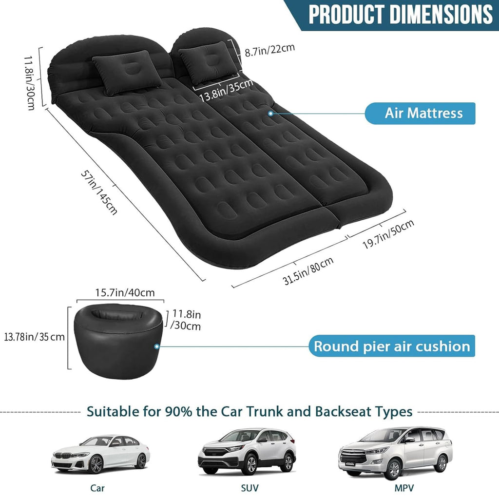 Iswees Car Bed Suv Air Mattress, Car Air Mattress With Electric Air Pump, 2 Inflatable Pillows And 2 Footrests For Back Seat, Si