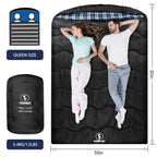 Forinbuy Winter Cotton Flannel Double Sleeping Bag,Queen Size Sleeping Bag For Adults, Cold Weather Waterproof 2 Person Sleeping