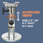 Onhi Aluminum Adjustable Height Locking Boat Seat Pedestal 13-Inch To 19-Inch,Silver Polished