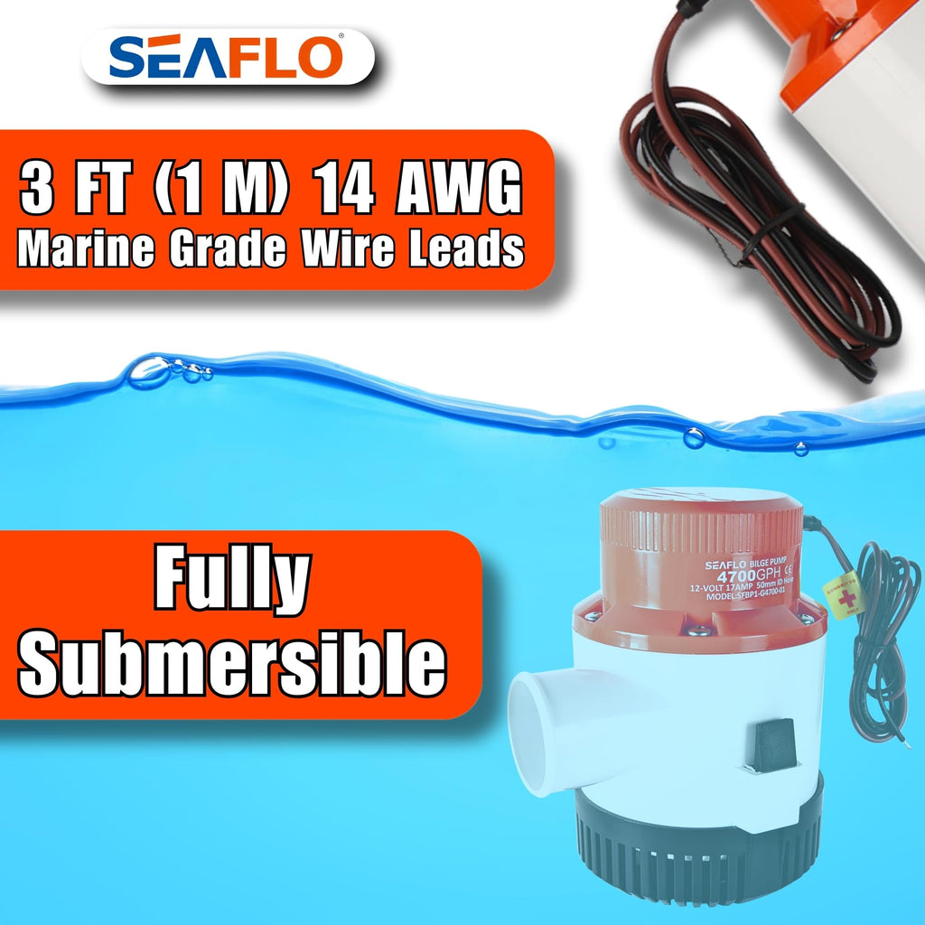 Seaflo 4700 Gph 12V Heavy Duty Electric Bilge Pump (4700Gph 12V)