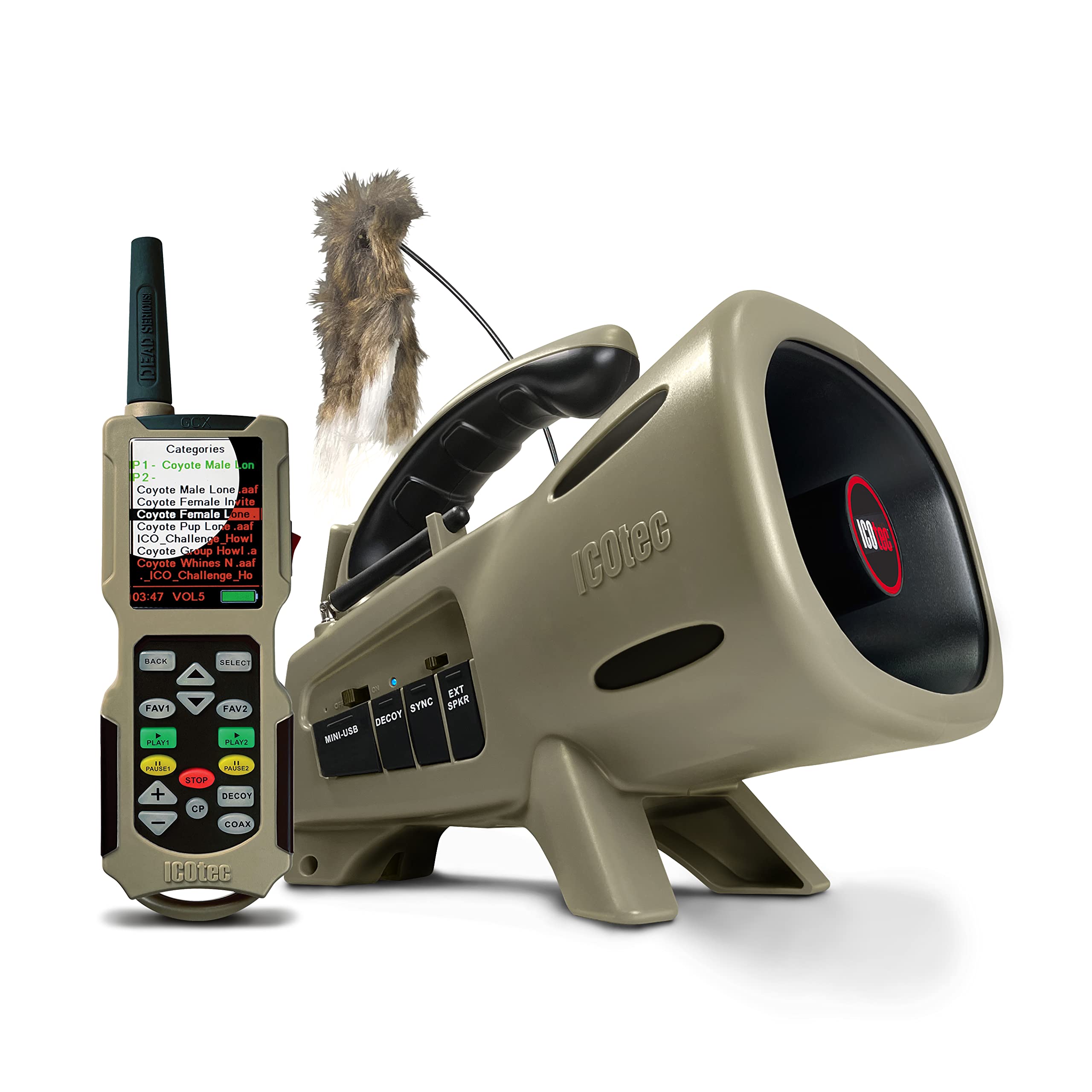 Icotec Outlaw+ Electronic Predator Call - 300 Yard Remote - Perfect For Coyote, Fox And Hog Hunting