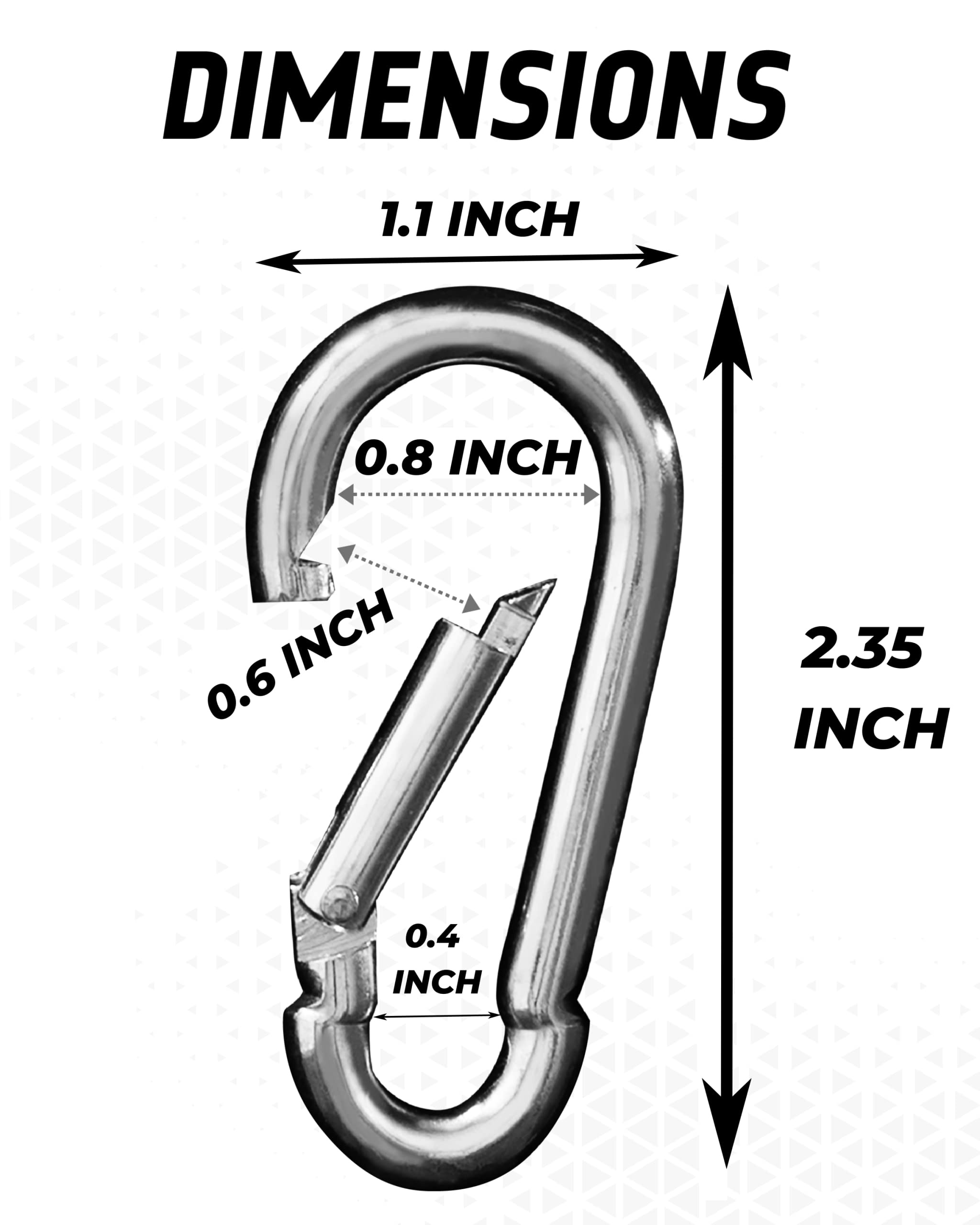 5 Pack - Multipurpose Heavy Duty Carabiner - Snap Hooks - Small Carabiner Clip - Large Carabiner Clip - Clips For Keys - Carribe