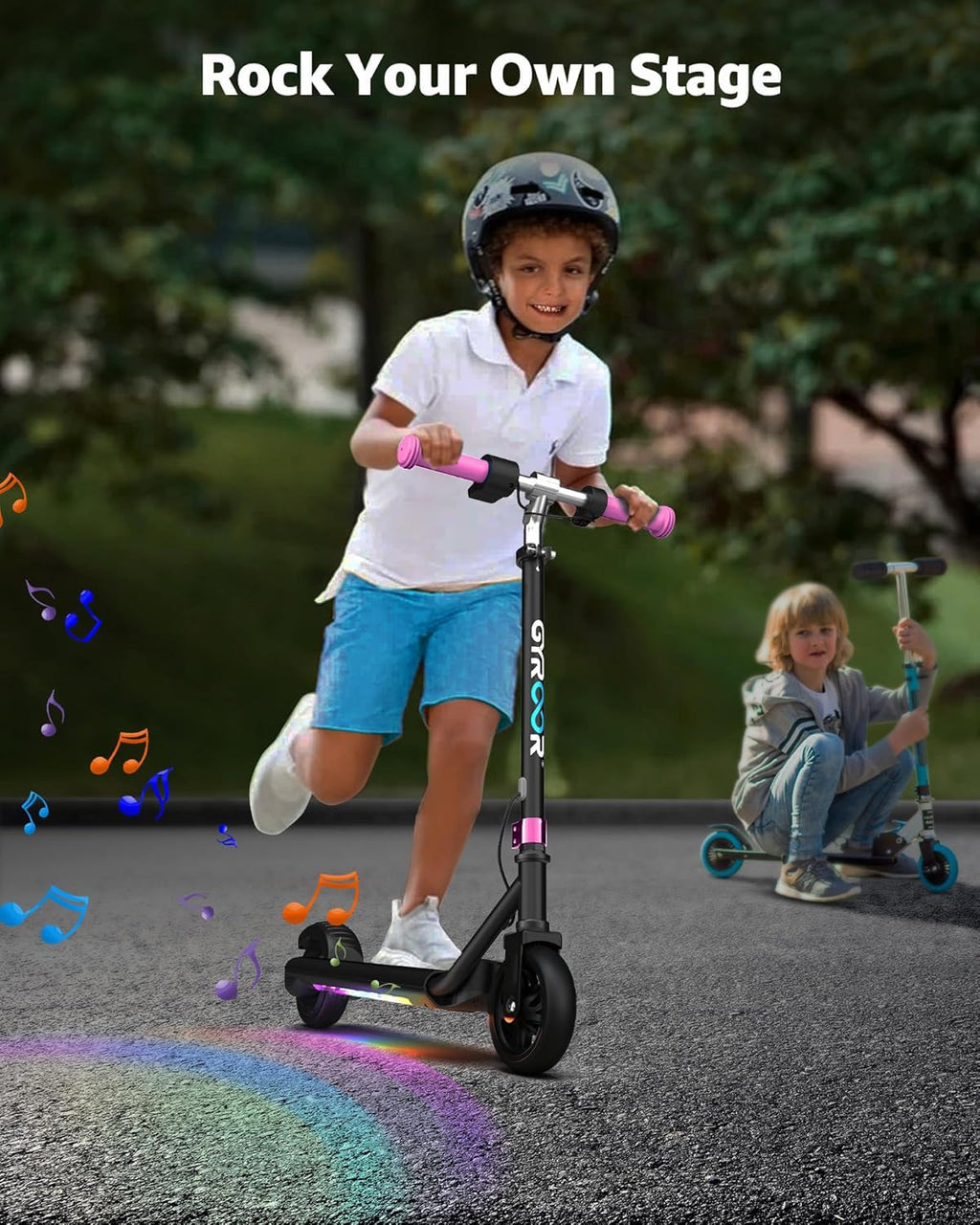 Gyroor Electric Scooter for Kids, E-Throttle 150W Motor LED Display, H30Max-Pink