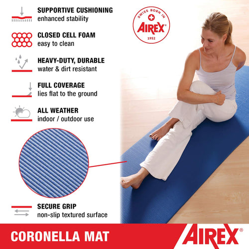 Airex Official Coronella Exercise Mat - Home Workout For Rehabilitation, Strength Training, Aerobics, Water Fitness, Exercise, W
