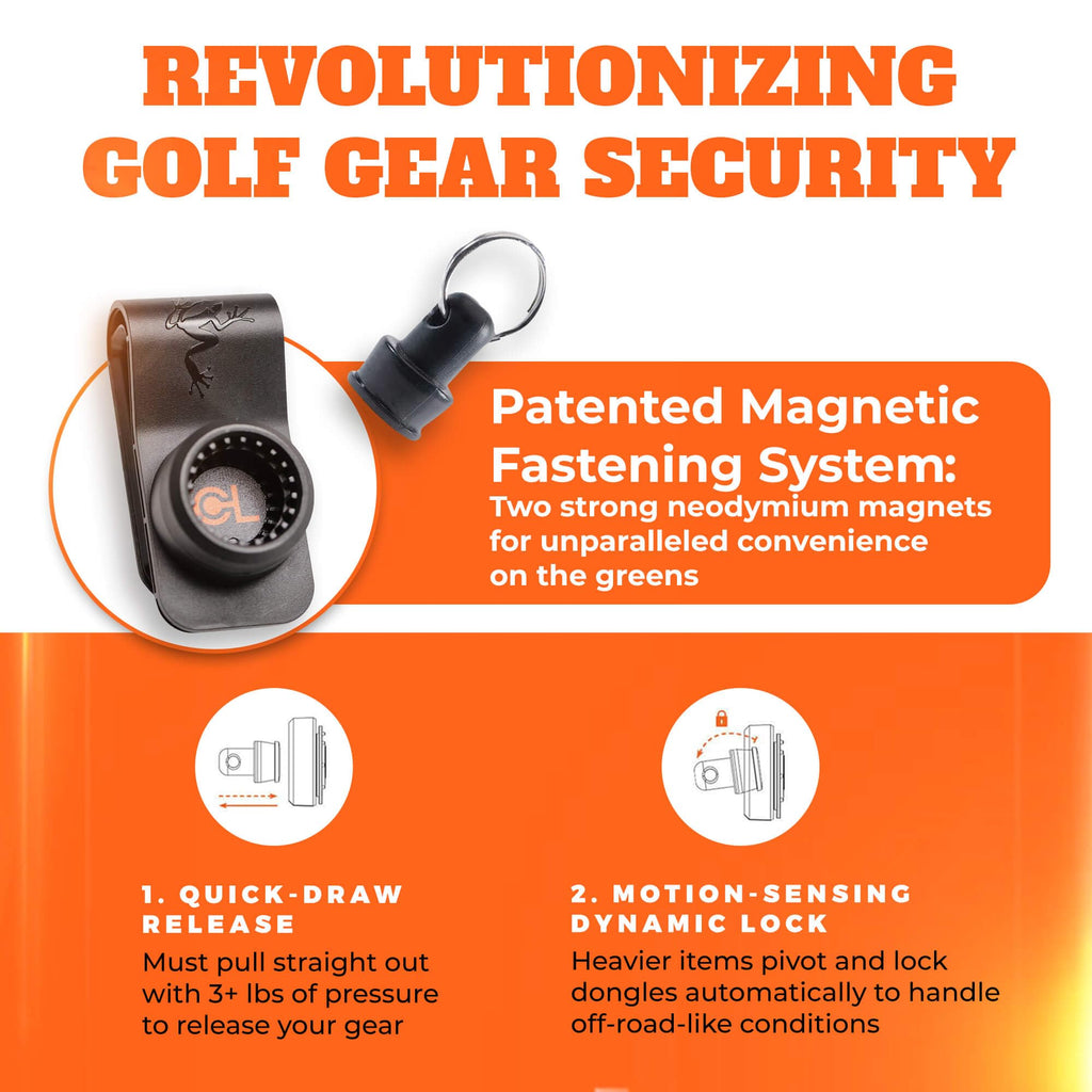 Frogger Golf Magnetic Belt Latch-It Accessory Attachment System - Secure & Quick Golf Gear Access, Hands-Free Equipment Manageme
