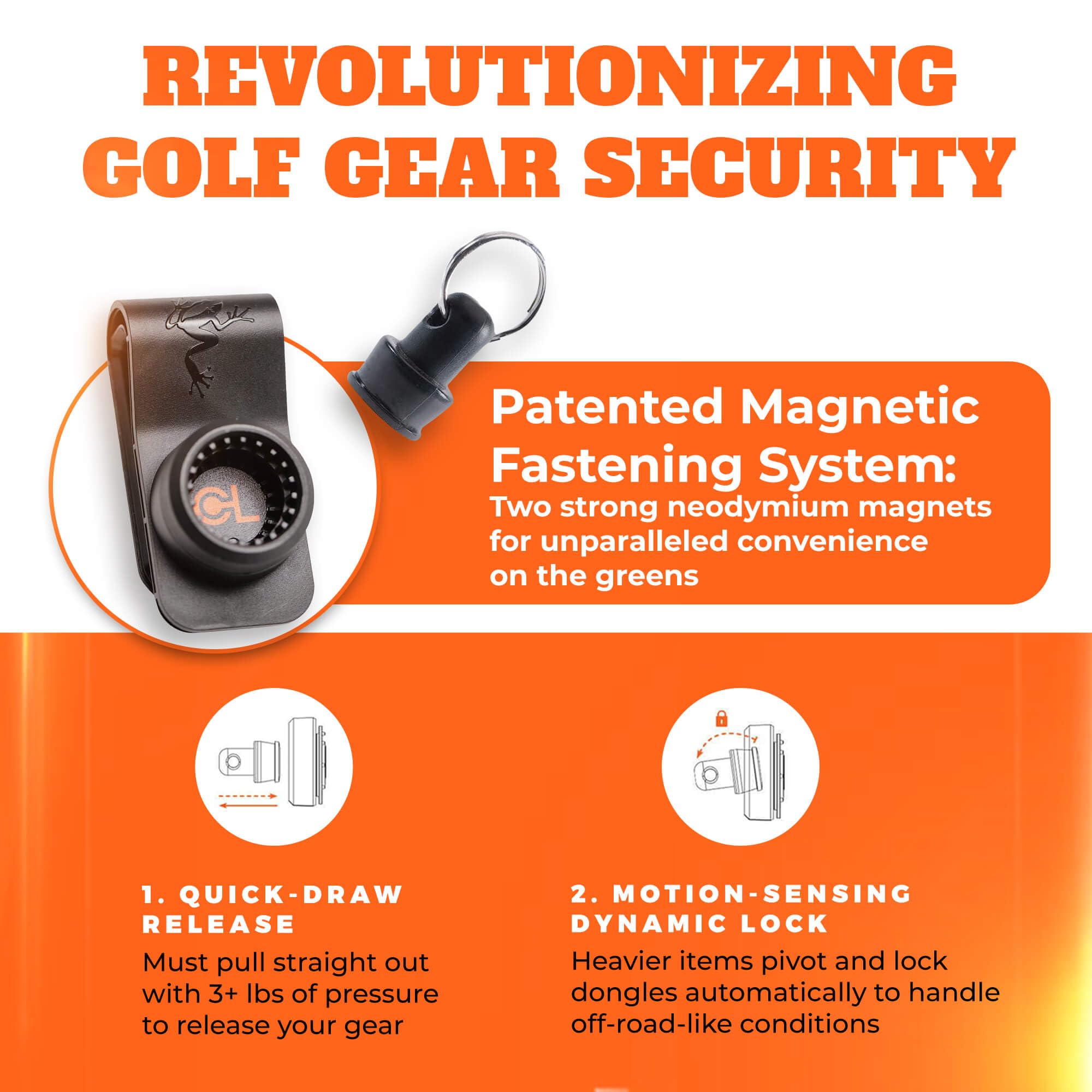 Frogger Golf Magnetic Belt Latch-It Accessory Attachment System - Secure & Quick Golf Gear Access, Hands-Free Equipment Manageme