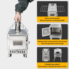 Womeyork Outdoor Camping Stove, Portable Wood Burning Stove With Chimney Pipe For Tent, Shelter, Heating And Cooking