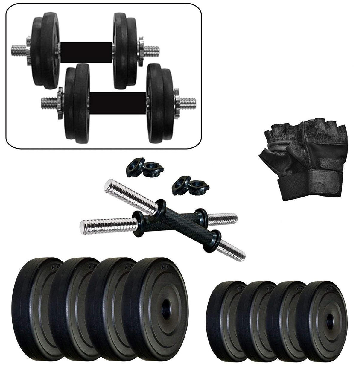Beacon International Exercise Dumbbell Set 28 Kg With Gym Glove